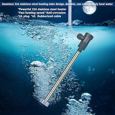 1800W Submersible Water Heater Portable Electric Pool and Hot Tub Immersion Water Heater with WiFi Timer and Auto Shut Off for Bathtub, Spa, Baptistry, above ground pool and Inflatable Pool