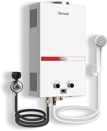 Propane Water Heater Tankless, 12L Portable Water Heater, 3.16GPM Portable Hot Water Heaters with Multi-Protection, Instant Camping Water Heaters for Camping, Outdoors Shower, RV Shower,White