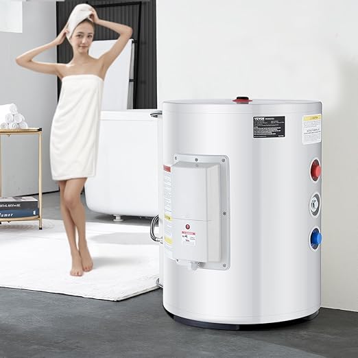 VEVOR Electric Water Heater, 10 Gallon Tank Instant Hot Water Heater, 1.6Kw Tankless Water Heater w/LED Display,Knob Control, IPX4 Waterproof Side Connection On Demand Heaters for Shower, Bath