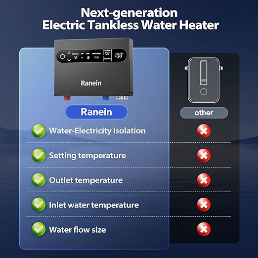 13kW Tankless Electric Water Heater, 240V on Demand Instant Endless Water Heater with LED Temperature Display for Whole House Shower