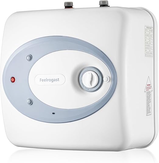 Electric Tank Water Heater-8 Gallon Under Sink Instant Hot Water for RV, Camper, Kitchen, Food Truck, 120V 1500W, Blue, Wall or Floor Mounted