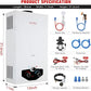 Tankless Water Heater Propane,2.64GPM 10L Outdoor Portable water heater,with 2 GPM Water Pump, Instant Propane water heater with Digital Display Multi-Protection for Camping Trips