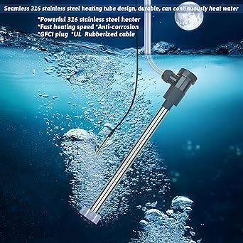 3500W 240V Immersion Water Heater Portable Electric Inflatable Pool & Hot Tub Submersible Water Heater with Temp Control, GFCI for Baptistry, baptismal Pool, Swimming Pool, Above Ground Pool